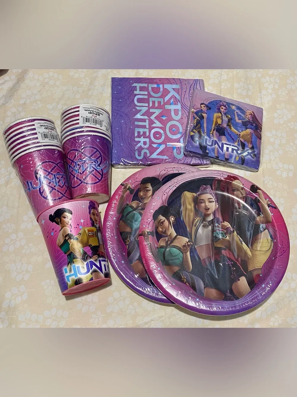 K-pop Demon Hunter Party Supplies Kids Birthday Plates Cup Napkins